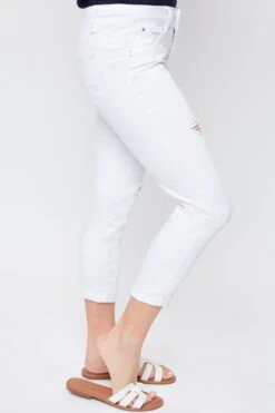 Women's Petite WannaBettaButt Distressed 2 Button Cuffed Ankle Sustainable Jean -Wana Fashion Shop PP58951N K1923 3