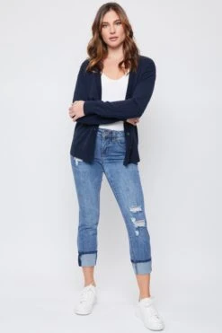 Women's Petite WannaBettaButt Mid Rise Mega Cuff Jeans -Wana Fashion Shop PP661767N 2113M 1