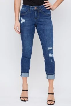 Women's Petite WannaBettaButt Mid Rise Mega Cuff Jeans -Wana Fashion Shop PP661767N 2113N 2