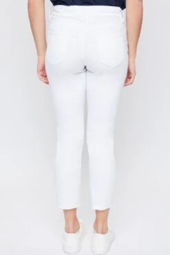 Women's Petite Skinny High Rise Ankle Jean With Slanted Double Frayed Hem Sustainable -Wana Fashion Shop PP86051N K2569 4