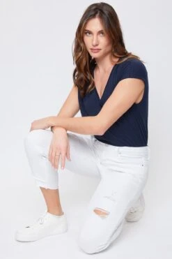 Women's Petite Skinny High Rise Ankle Jean With Slanted Double Frayed Hem Sustainable -Wana Fashion Shop PP86051N K2569 5