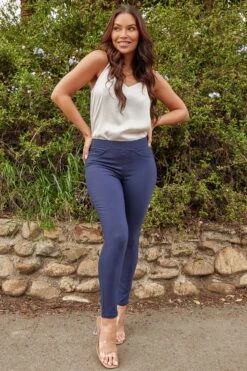 Women's Petite Hyperstretch Mid Rise Jegging -Wana Fashion Shop PP90931 NAVY 1