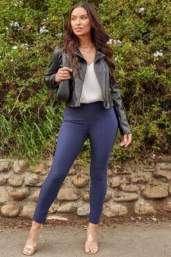 Women's Petite Hyperstretch Mid Rise Jegging -Wana Fashion Shop PP90931 NAVY 2