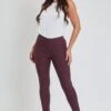 Women's Petite Hyperstretch Mid Rise Jegging -Wana Fashion Shop PP90931 PLUM 4
