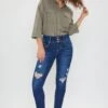 Women's Petite WannaBettaButt 3 Button Skinny Ankle Sustainable Jean -Wana Fashion Shop PP998651N S1689 4