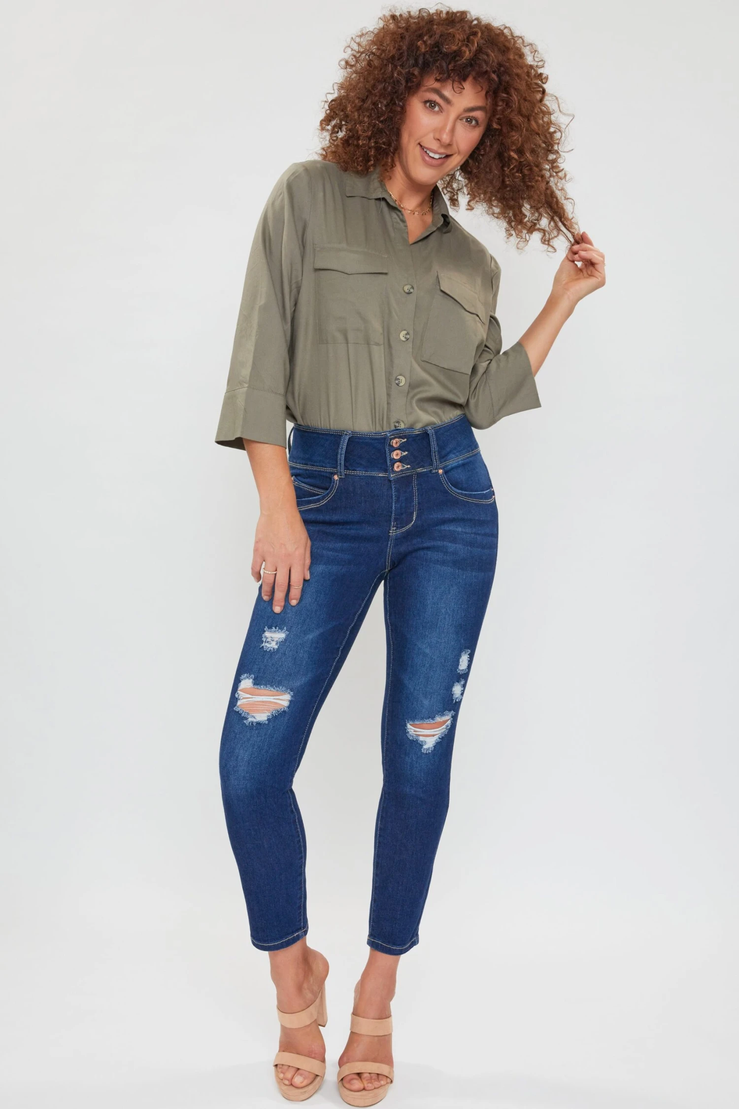 Women's Petite WannaBettaButt 3 Button Skinny Ankle Sustainable Jean 3 Women's Petite WannaBettaButt 3 Button Skinny Ankle Sustainable Jean