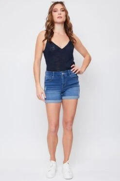Women's Petite Curvy Cuffed Shorts -Wana Fashion Shop PS253141 M2651 1
