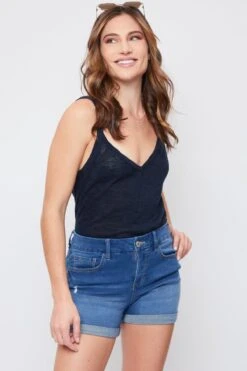 Women's Petite Curvy Cuffed Shorts -Wana Fashion Shop PS253141 M2651 2