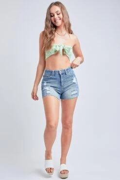 Women's Vintage Dream Shorts With Frayed Hem 23 Women's Vintage Dream Shorts With Frayed Hem -Wana Fashion Shop S232670 2533 2