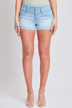 Women's WannaBettaButt 3 Button Cuffed Denim Shorts -Wana Fashion Shop S233456 L1904 1