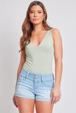 Women's WannaBettaButt 3 Button Cuffed Denim Shorts -Wana Fashion Shop S233456 L1904 6