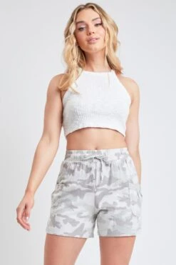 Women's Drawstring Waist Linen Shorts With Patch Pockets-Sale -Wana Fashion Shop S2651LN 2689 1