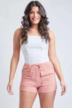 Women's Drawstring Textured Shorts With Pockets -Wana Fashion Shop S2726DG 1934 1