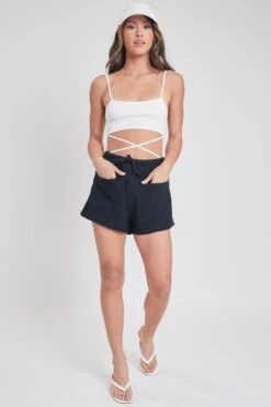 Women's Drawstring Textured Shorts With Pockets -Wana Fashion Shop S2726DG 27 1