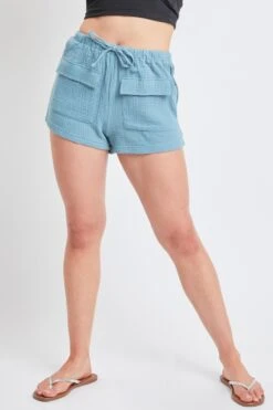 Women's Drawstring Textured Shorts With Pockets -Wana Fashion Shop S2726DG 2850 1
