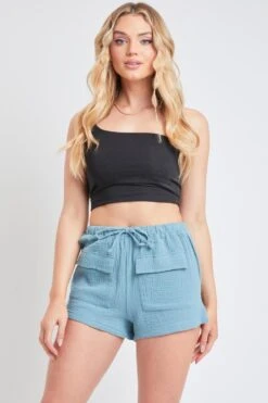 Women's Drawstring Textured Shorts With Pockets -Wana Fashion Shop S2726DG 2850 5