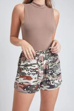 Women's Drawstring Linen Shorts With Flap Patch Pockets -Wana Fashion Shop S2726LN 2805 1