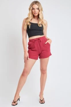 Women's Double Gauze Drawstring Banded Hem Shorts Deal -Wana Fashion Shop S2729DG 1391 1