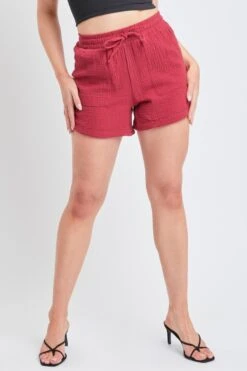 Women's Double Gauze Drawstring Banded Hem Shorts Deal -Wana Fashion Shop S2729DG 1391 2
