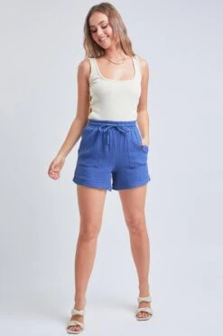 Women's Double Gauze Drawstring Banded Hem Shorts Deal -Wana Fashion Shop S2729DG 165 1