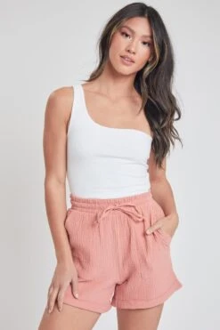 Women's Double Gauze Drawstring Banded Hem Shorts Deal -Wana Fashion Shop S2729DG 1934 2