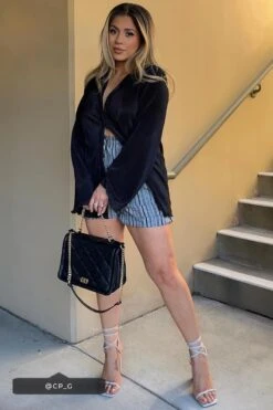 Women's Linen Shorts With Pockets -Wana Fashion Shop S2729LN 2801 5