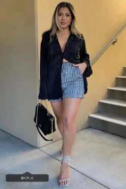 Women's Linen Shorts With Pockets -Wana Fashion Shop S2729LN 2801 6