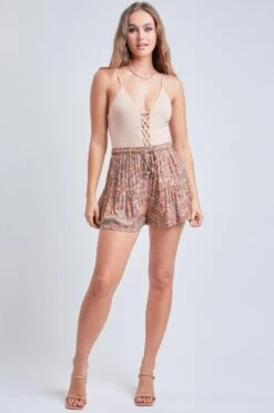 Women's Flounce Tier Shorts With Tassel Drawstring -Wana Fashion Shop S2731CG 2852 1 e3d00ef1 31b0 491e a31a bb622123f86d