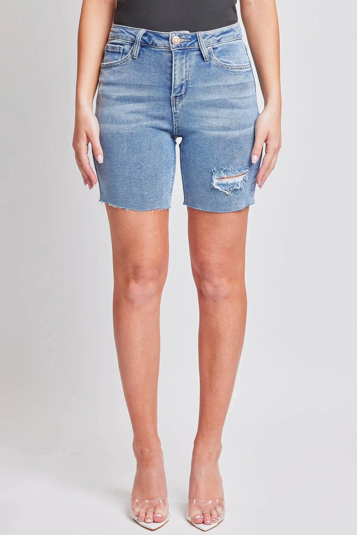 Women's Luxe High Rise Long Short Denim-Distressed 15 Women's Luxe High Rise Long Short Denim-Distressed - Image 13