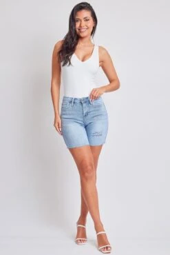 Women's Luxe High Rise Long Short Denim-Distressed