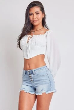 Women's Luxe High Rise Fray Hem Denim Short -Wana Fashion Shop S293660 08C 6 925c31ac 2eca 4e79 9de6 7e1cb63cd6e4