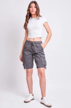 Women's High Rise Long Cargo Shorts -Wana Fashion Shop S2949P1 CHAR 4 da03bbb1 4e8c 47ee 8a74 50f432803705