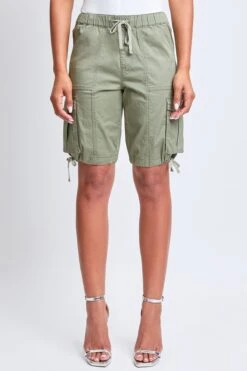 Women's High Rise Long Cargo Shorts -Wana Fashion Shop S2949P1 GRNTE 1