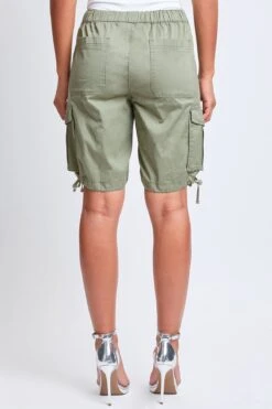 Women's High Rise Long Cargo Shorts -Wana Fashion Shop S2949P1 GRNTE 6