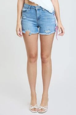 Women's Luxe High Rise Shorts With Lace Up Detail -Wana Fashion Shop S315499 3034C 2