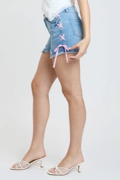 Women's Luxe High Rise Shorts With Lace Up Detail -Wana Fashion Shop S315499 3034C 4