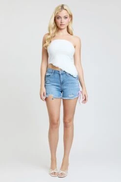 Women's Luxe High Rise Shorts With Lace Up Detail -Wana Fashion Shop S315499 3034C 9