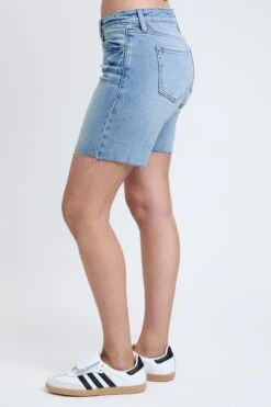 Women's Luxe Mid Rise Long Short With Raw Hem -Wana Fashion Shop S316299 3160J 2