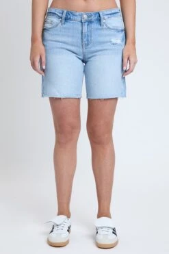 Women's Luxe Mid Rise Long Short With Raw Hem -Wana Fashion Shop S316299 3160L 1