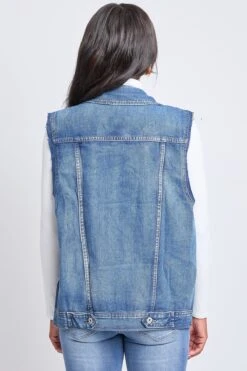 Women's Oversized Boyfriend Fit Denim Vest -Wana Fashion Shop V42676 1854M 2
