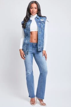 Women's Oversized Boyfriend Fit Denim Vest -Wana Fashion Shop V42676 1854M 4