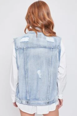 Women's Oversized Boyfriend Fit Denim Vest -Wana Fashion Shop V42676 1856L 3