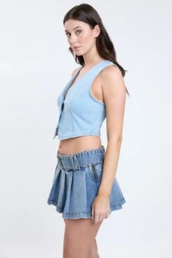 Women's Cropped Button Front Vest -Wana Fashion Shop V44775 37L 2