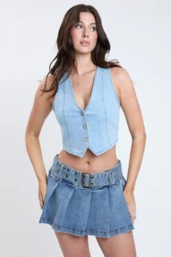 Women's Cropped Button Front Vest -Wana Fashion Shop V44775 37L 4