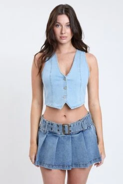 Women's Cropped Button Front Vest -Wana Fashion Shop V44775 37L 5