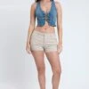 Women's Cropped Tie Front Vest