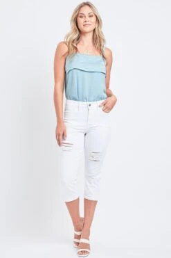 Women's Curvy High Rise Side Slit Hem Capri Pants -Wana Fashion Shop WC111141 K2654 4