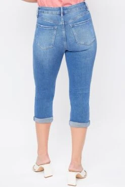 Women's Vintage High Rise Rolled Cuff Capri Jean-Distressed 9 Women's Vintage High Rise Rolled Cuff Capri Jean-Distressed -Wana Fashion Shop WC116770N 2701M 4