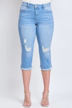 Women's Essential High Rise Cuffed Capri Jeans -Wana Fashion Shop WC35041 L1955 1