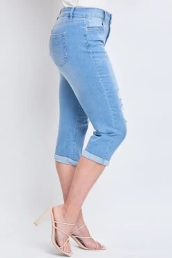Women's Essential High Rise Cuffed Capri Jeans -Wana Fashion Shop WC35041 L1955 3